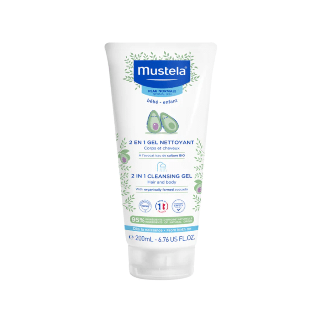 Mustela 2 in 1 Cleansing Gel – gentle daily baby body and hair wash