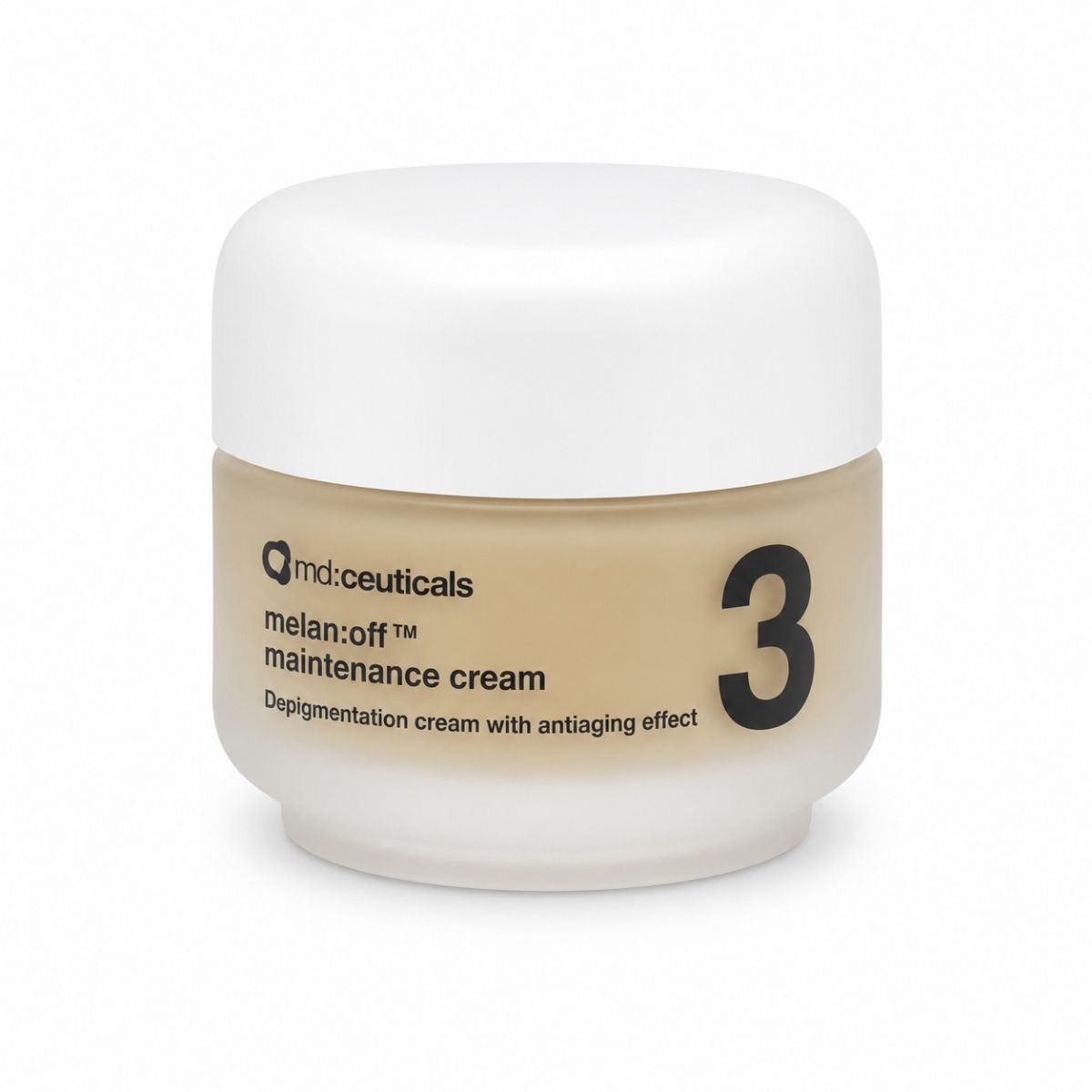 MD Ceuticals Melan-Off Maintenance Cream 30g | Depigmentation & Anti-Ageing Cream MD Ceuticals Melan-Off Maintenance Cream 30g jar on a clean white background for pigmentation maintenance and anti-ageing skincare.