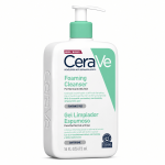 CeraVe Foaming Cleanser 473ml pump bottle for normal to oily skin with ceramides, niacinamide and hyaluronic acid on a white background.