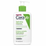 CeraVe Hydrating Cleanser 236ml pump bottle with ceramides, hyaluronic acid and glycerin for normal to dry skin on a white background.