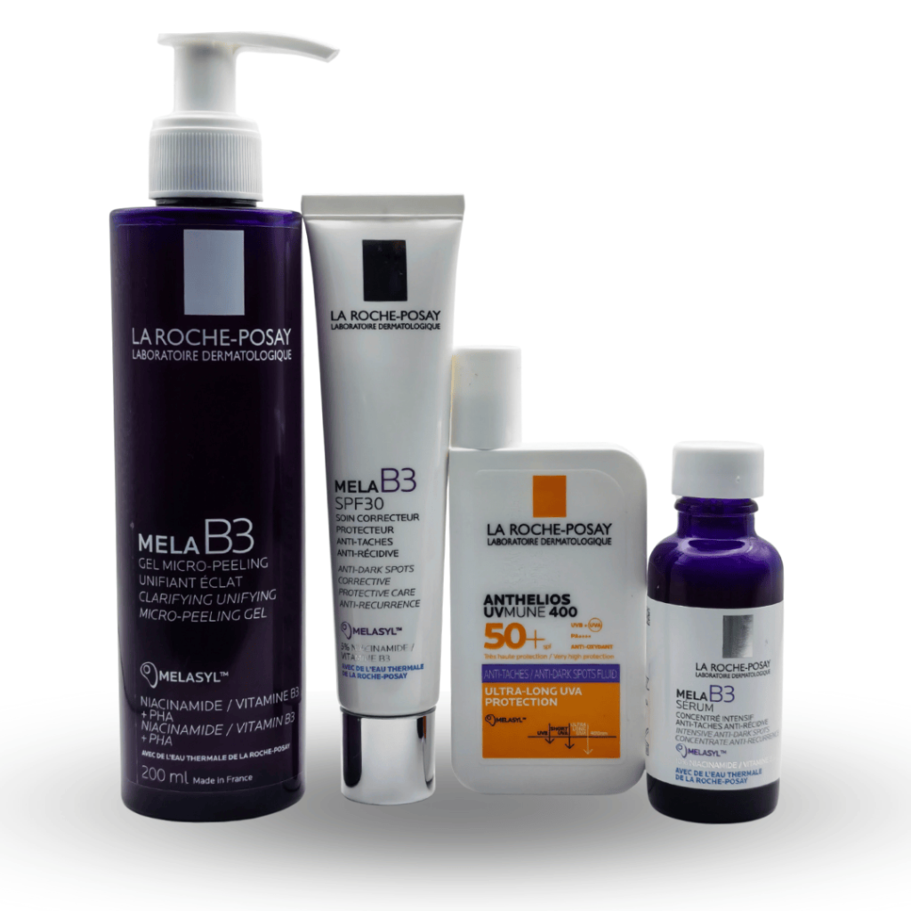 La Roche-Posay Mela B3 Brightening Pack with a serum, moisturizer with spf and a cleanser for pigmentation management | MD DermOutlet