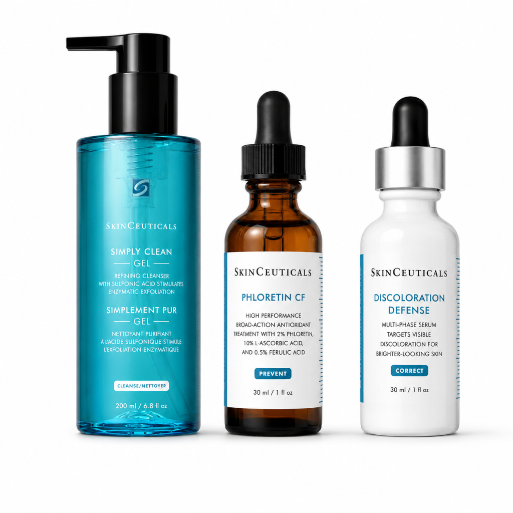 SkinCeuticals Pigmentation Radiance Renewal Pack with Simply Clean, Phloretin CF and Discoloration Defense for pigmentation and dark spots