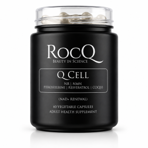 RocQ Q CELL NAD+ Renewal cellular energy and longevity supplement with NR, NMN, Resveratrol, Pterostilbene and CoQ10.
