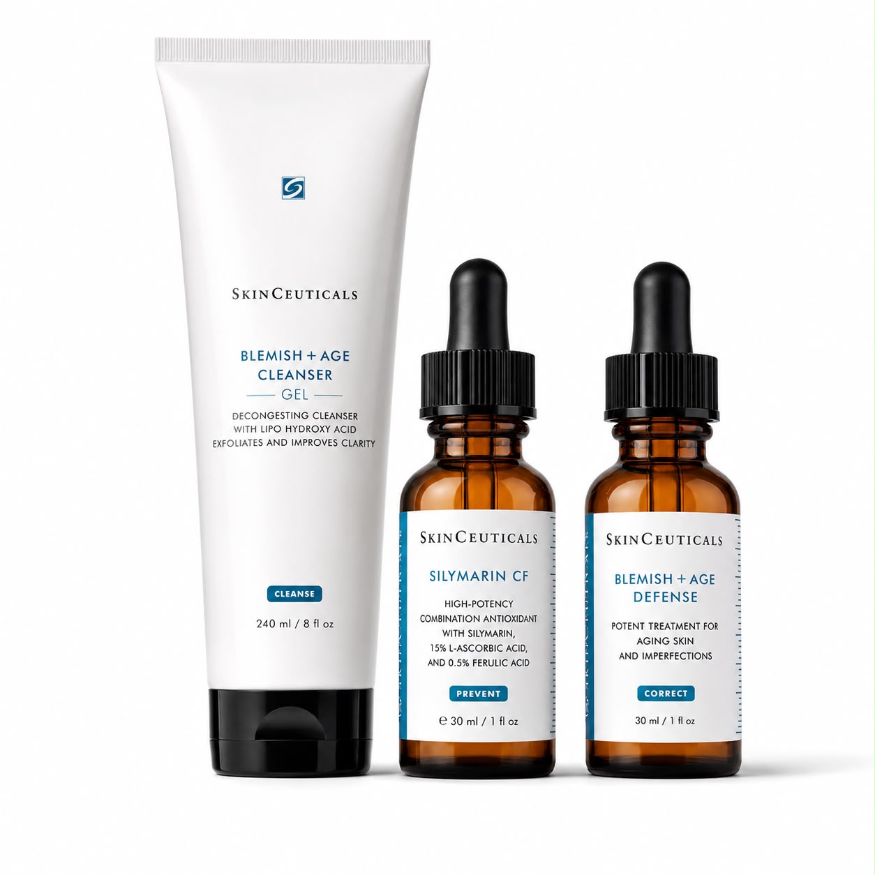 SkinCeuticals Acne Pack SkinCeuticals Acne Pack with Blemish + Age Cleanser, Silymarin CF and Blemish + Age Defense for oily and acne-prone skin