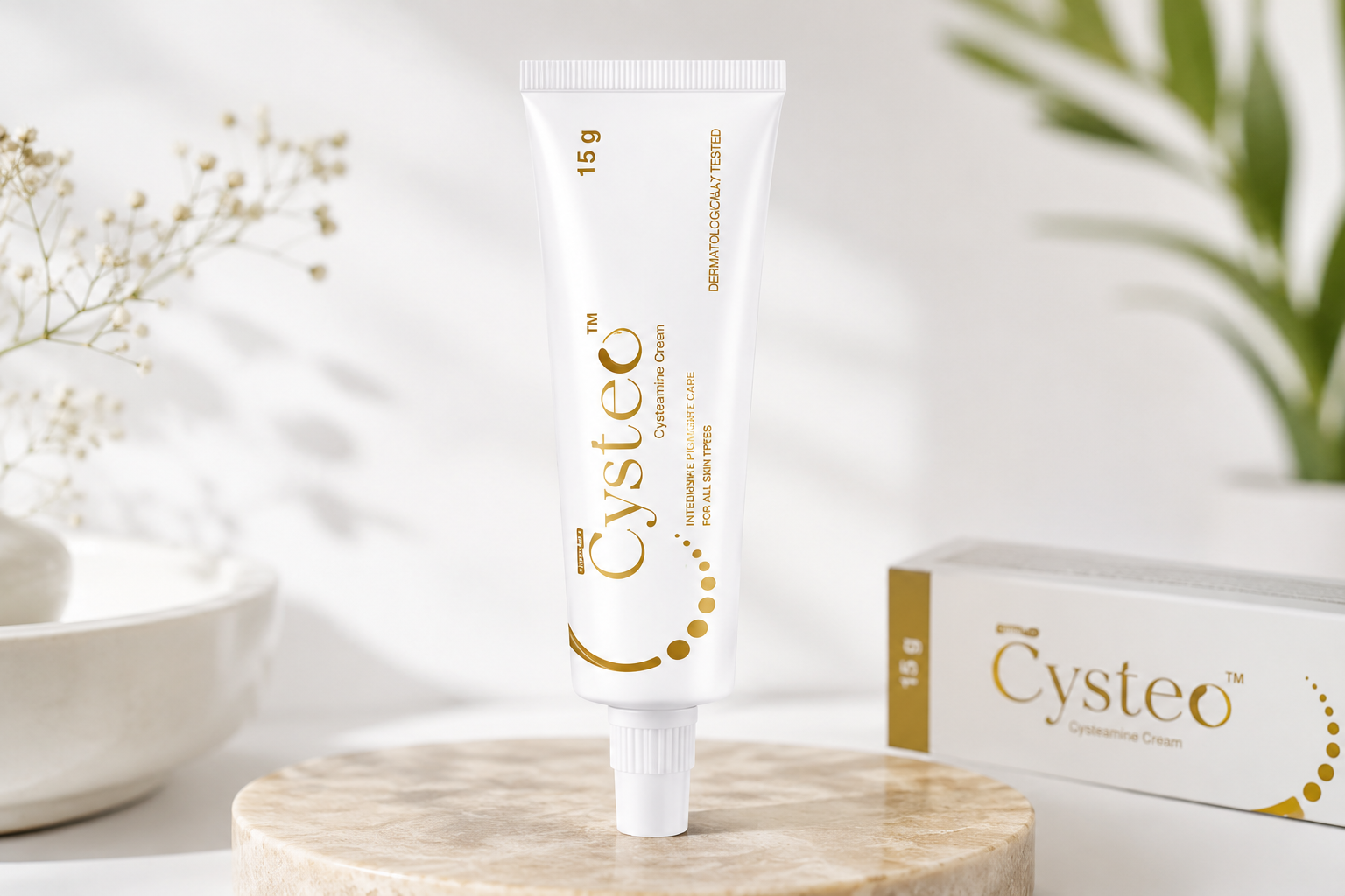 Cysteo® Cream for treating melasma, post-inflammatory hyperpigmentation and uneven skin tone.